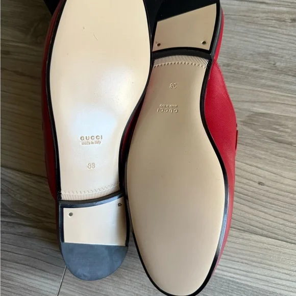 Gucci Red Leather Slip-Ons - Picture 7 of 14